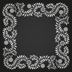 Square frame foliage trailing massive ornament Indian style. vector