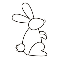 cute little rabbit seated spring animal line style icon