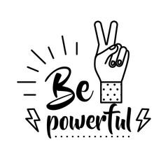 be powerful feminism lettering line style icon