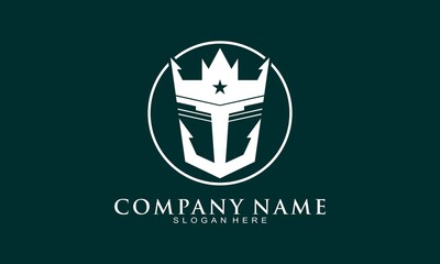 Crown with shield illustration vector logo