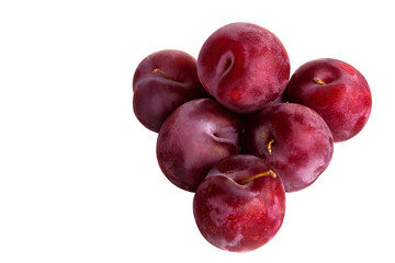 Fresh juicy red plum on an isolated white background.
