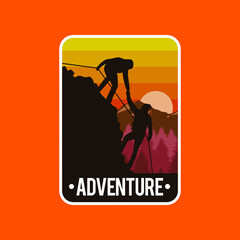 illustration concept of people climbing mountains