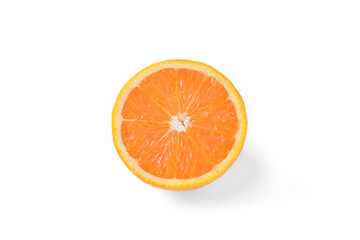 Fresh orange sliced on half on white background