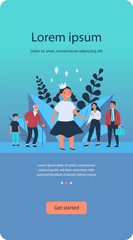 Annoyed angry girl wearing crown. Troubled child, upset parents, family flat vector illustration. Childhood, behavior problems concept for banner, website design or landing web page