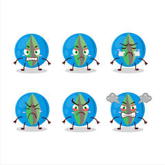 Blue marbles cartoon character with various angry expressions