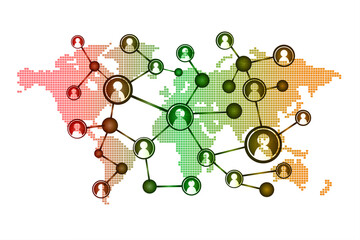 Business community network with the world map, businessman