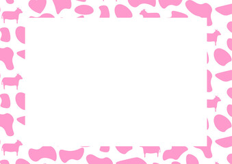 かわいい　牛　模様　ピンク　フレーム　cow frame pink