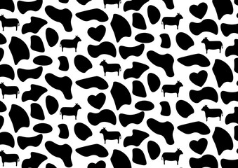 かわいい　牛　模様　シームレス　パターン　背景　壁紙　cow seamless pattern