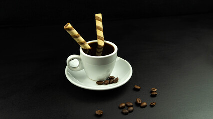 Coffee on black background