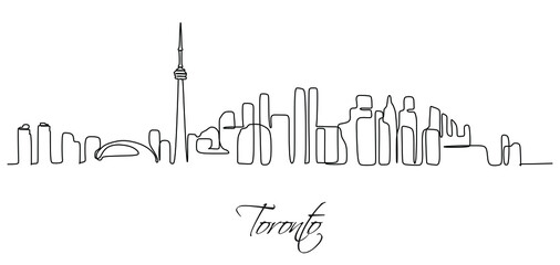 Toronto Skyline, cityscape Continuous one line drawing
