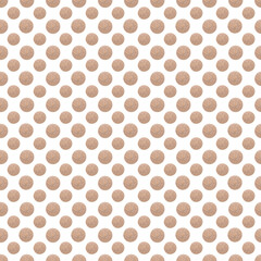 Seamless pattern of watercolor brown polka dots on a white background. Repeat polka dot. Use for weddings, invitations, birthdays