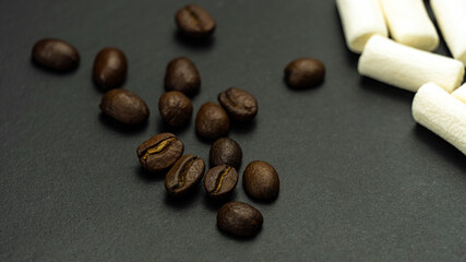 Coffee on black background