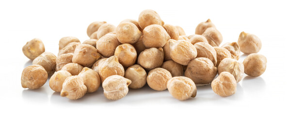 Large chickpea or garbanzo beans isolated on white background.