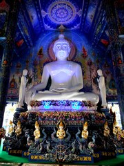 Chiang Rai. Thailand, June 16, 2017: Wat Rong Suea Ten. Buddha sculpture from Blue Temple in Chiang Rai, Thailand