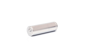 one AA metal battery on isolated white background. High quality photo