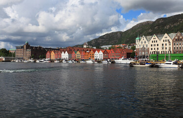 Fototapeta na wymiar Hanseatic heritage commercial buildings in Bergen, Norway