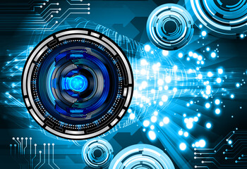 Blue eye cyber circuit future technology concept background