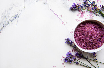 Fototapeta na wymiar Natural organic SPA cosmetic with lavender.