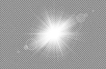 Fototapeten White glowing light burst explosion with transparent. Vector glowing light effect with gold rays and beams. Transparent shine gradient glitter, bright flare. vector illustration. © TripleP Studio