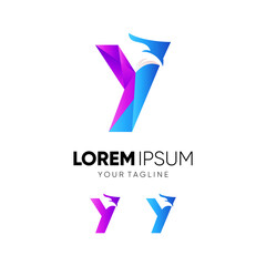 Letter Y Eagle Colorful Logo Design Vector