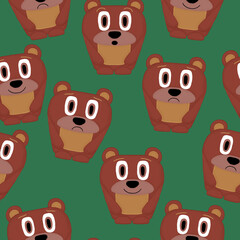 seamless pattern with cute bears on a green background