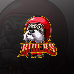 Animal biker mascot logo with aggressive bulldog head © HERMANTO