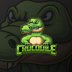 Angry strong crocodile mascot e sport logo design