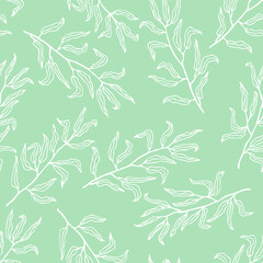 Vector seamless pattern with hand drawn branches. Cute design for wallpaper, fabric, textile, wrapping paper