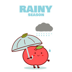 Rainy season. Cute apple style. Illustration vector.