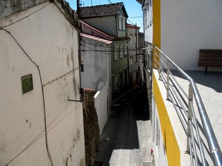 Fototapeta na wymiar Covilhã, Portugal: streets, squares, buildings of the old city on a summer day