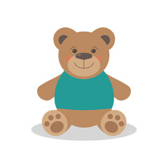 cute bear toy on white background. flat vector illustration