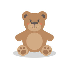 cute bear toy on white background. flat vector illustration