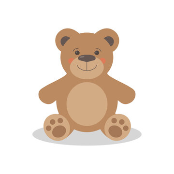 cute bear toy on white background. flat vector illustration