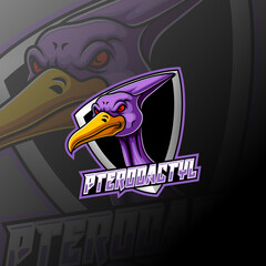 Pterodactyl e sport logo mascot design