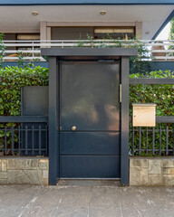 modern house entrance metallic door, Athens Greece