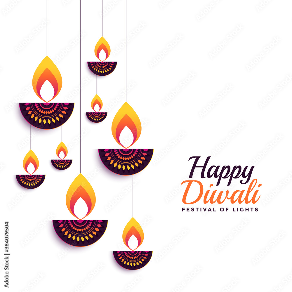 Poster happy diwali decorative diya festival card design - Posters