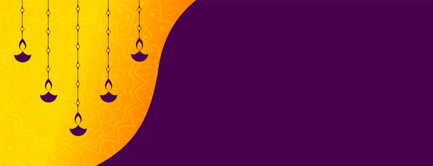 hanging diya decoration diwali festival banner design