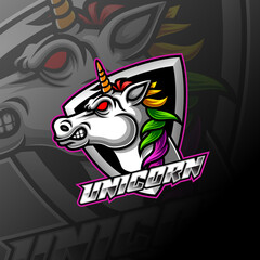 Fototapeta premium Unicorn E sport gaming mascot logo