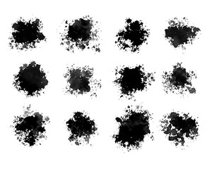 watercolor black in grunge set of twelve design
