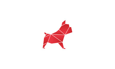 Creative Vector Illustration Logo Design. Geometric Red Dog Silhouette