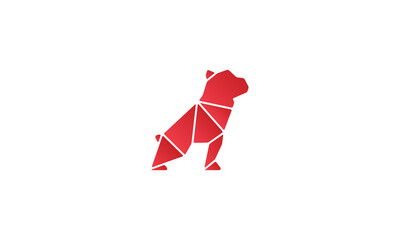 Creative Vector Illustration Logo Design. Geometric Red Dog Silhouette