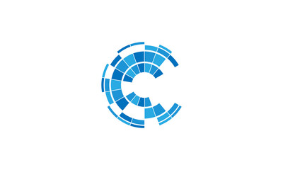 Creative Vector Illustration Logo Design. Colorful Letter C Technology Gradient.