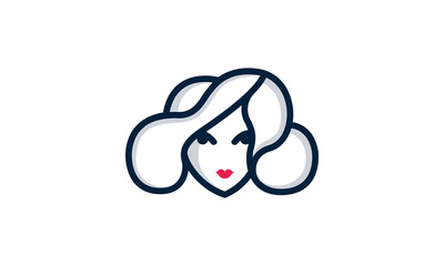 Creative Vector Illustration Logo Design Woman Head Hair Beautiful