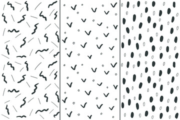 Hand-drawn seamless patterns with various elements