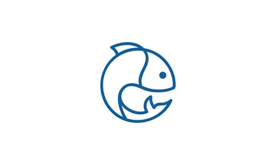 Creative Logo Design Line Monogram Fish Circle