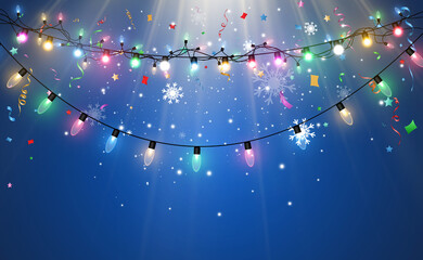Vector illustration of a light garland on a transparent background.	
