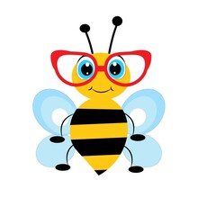 cute cartoon animal with red glasses vector illustration	