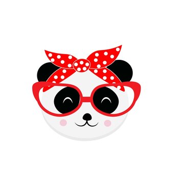 cute cartoon animal with red glasses vector illustration	