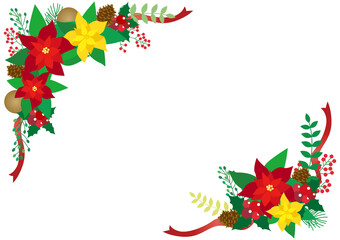 Naklejka premium クリスマス用ポインセチアのフレーム3