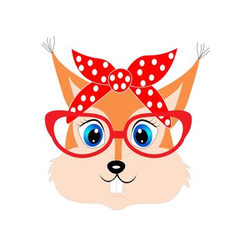 cute cartoon animal with red glasses vector illustration	